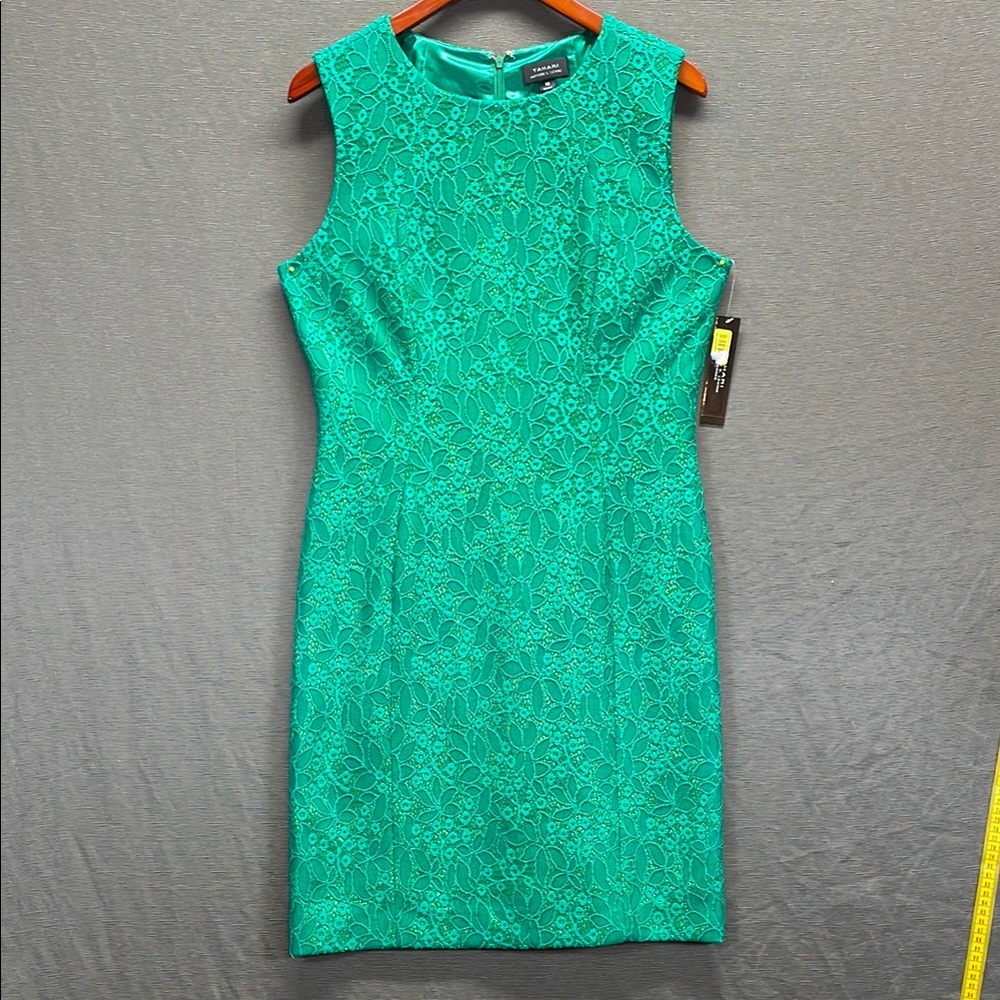 Tahari Lace‎ floral medallion gorgeous Green embroidered Halter Cocktail Dress